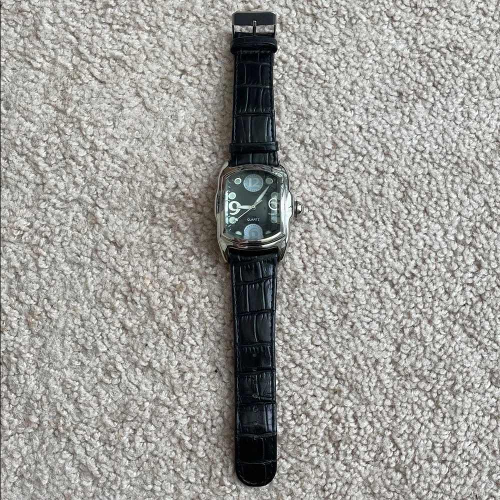 Elegant Black Leather Women's Watch